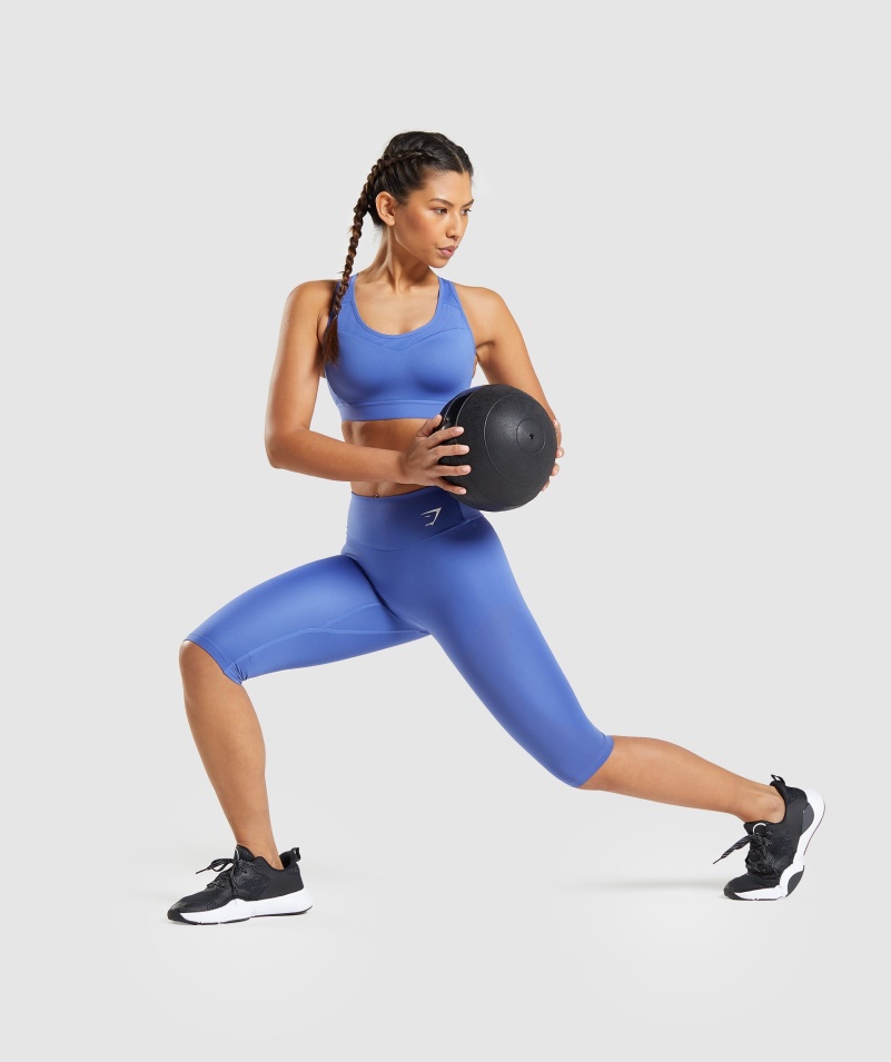 Gymshark Open Back športová Podprsenka Kurt Blue