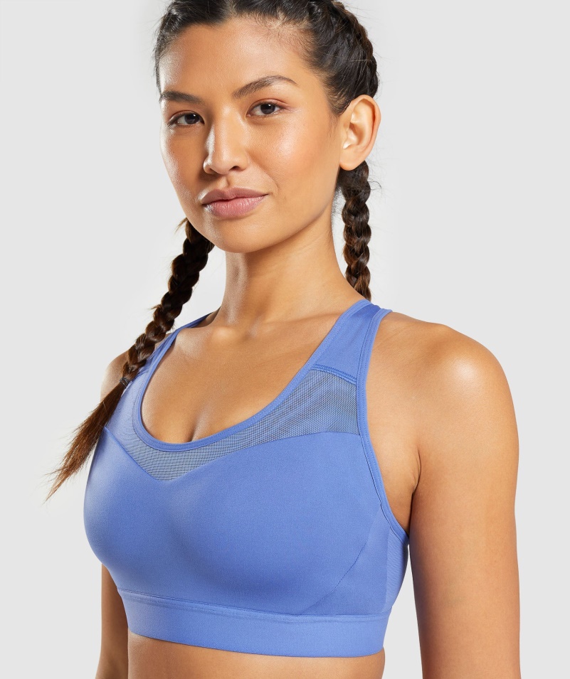 Gymshark Open Back športová Podprsenka Kurt Blue