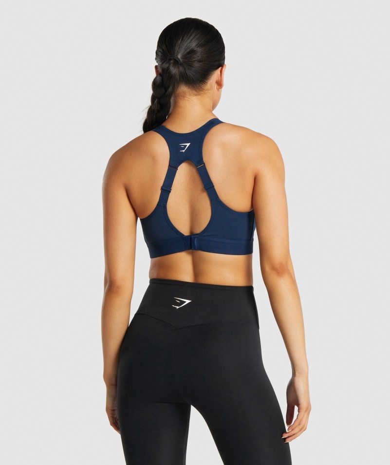 Gymshark športová Podprsenka S Otvoreným Chrbtom Námornícka
