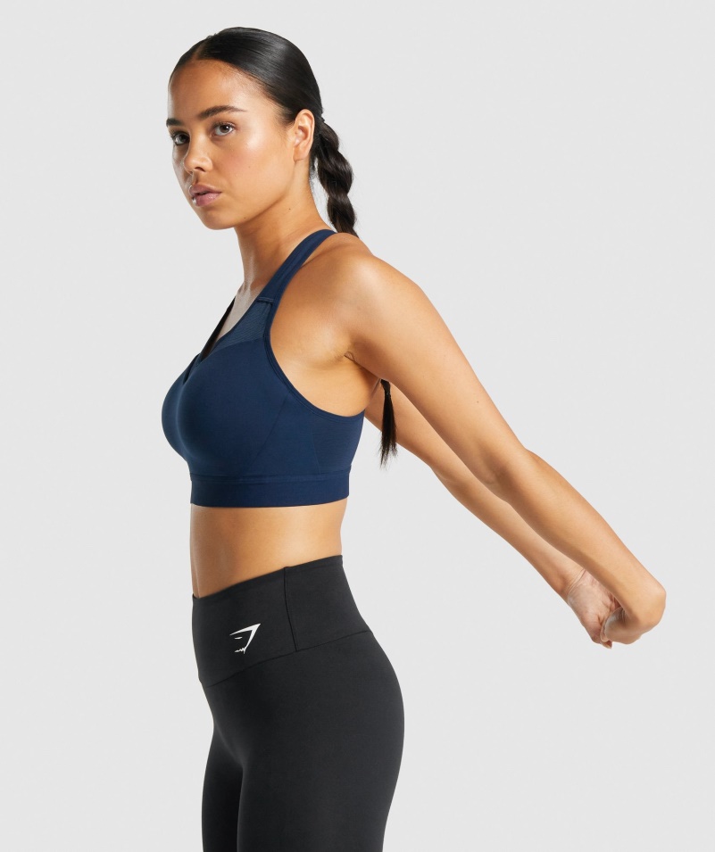 Gymshark športová Podprsenka S Otvoreným Chrbtom Námornícka