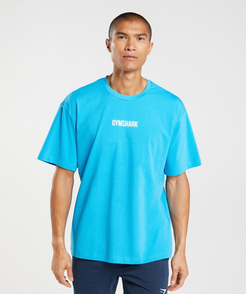 Gymshark Obrys Oversized Tričko Shark Blue