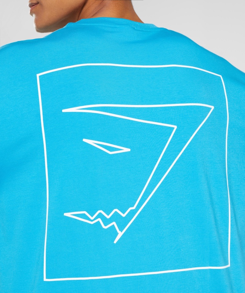 Gymshark Obrys Oversized Tričko Shark Blue