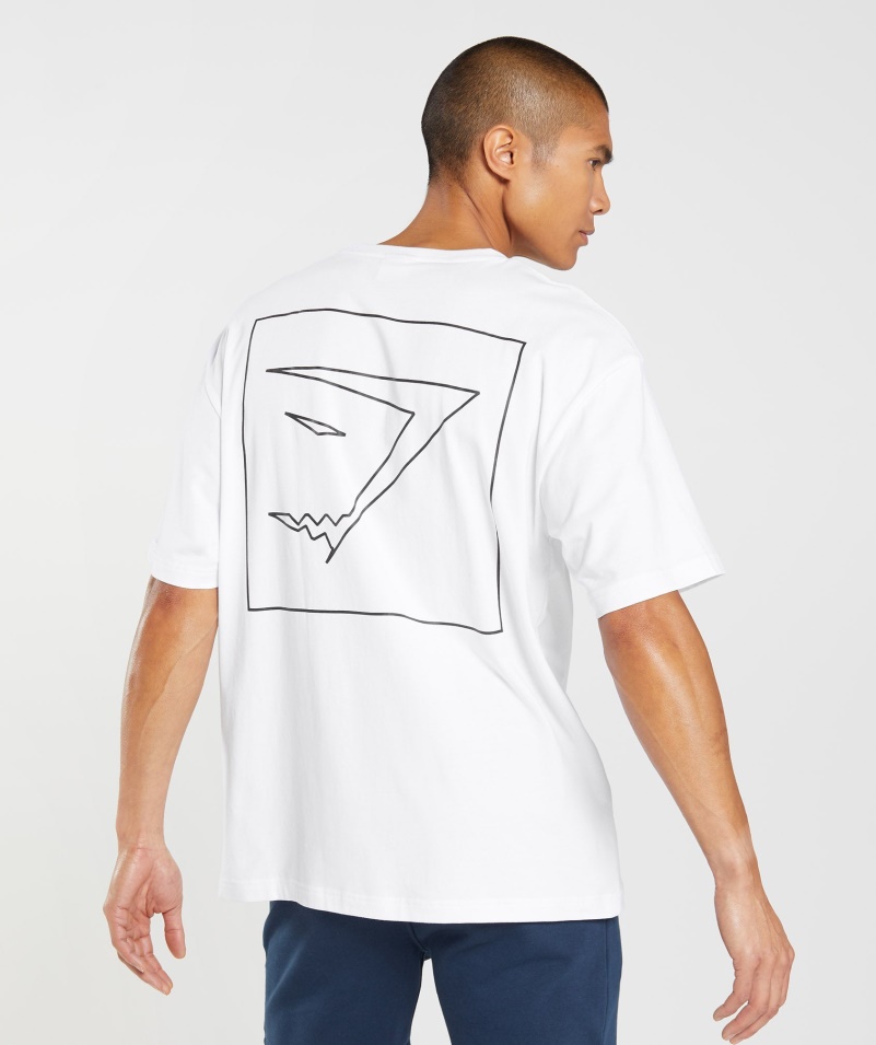 Gymshark Obrys Oversized Tričko Biele