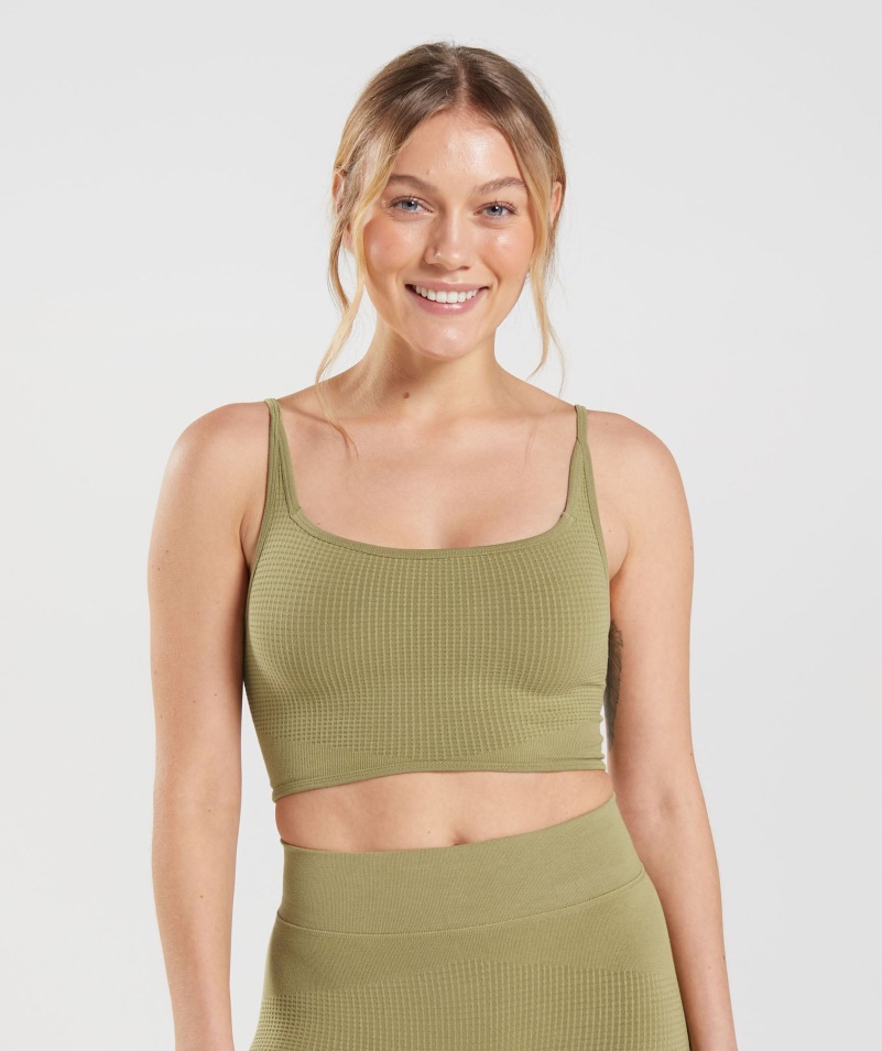 Gymshark Pauza Bezšvový Bralette Gryf Zelený
