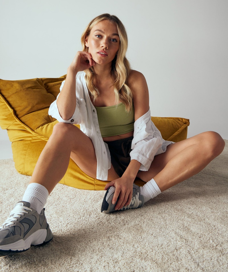 Gymshark Pauza Bezšvový Bralette Gryf Zelený
