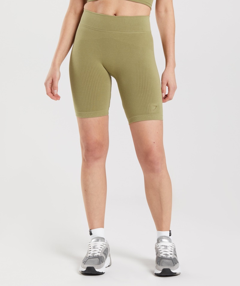 Gymshark Pause Bezšvové Cyklistické šortky Griffin Green