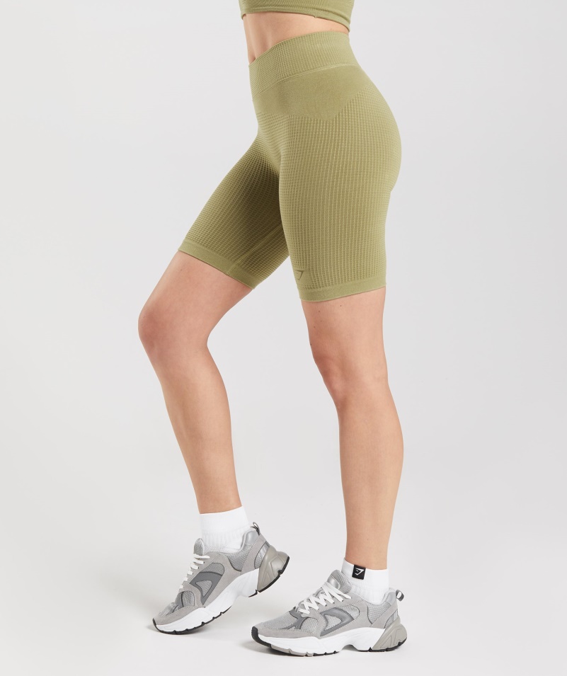 Gymshark Pause Bezšvové Cyklistické šortky Griffin Green