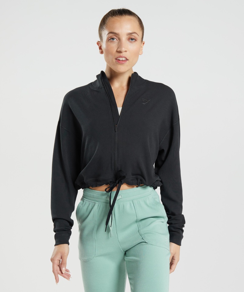 Gymshark Pause Bunda Na Zips čierna