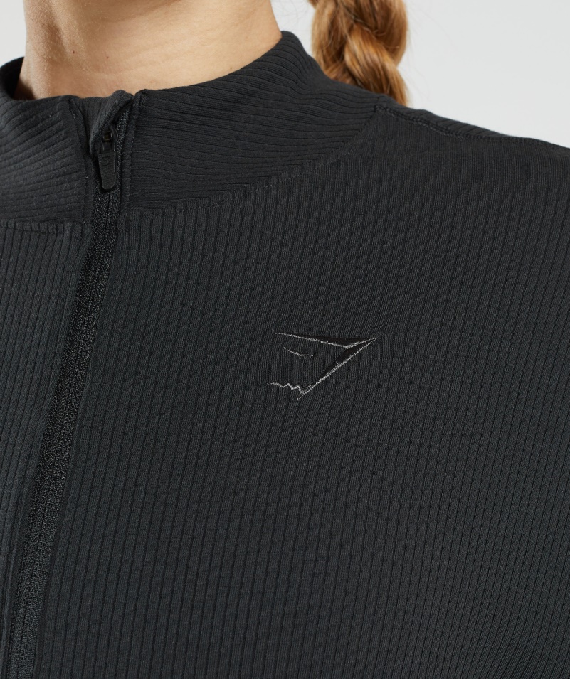 Gymshark Pause Bunda Na Zips čierna