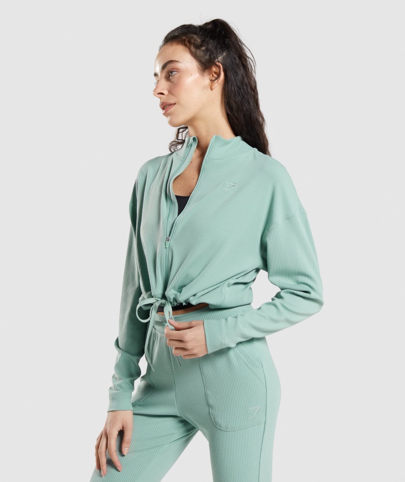 Gymshark Pauza Bunda Na Zips Maya Modrá