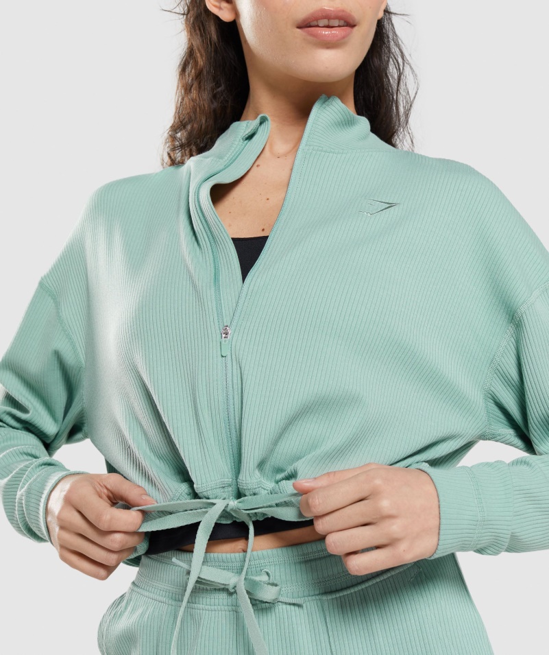 Gymshark Pauza Bunda Na Zips Maya Modrá