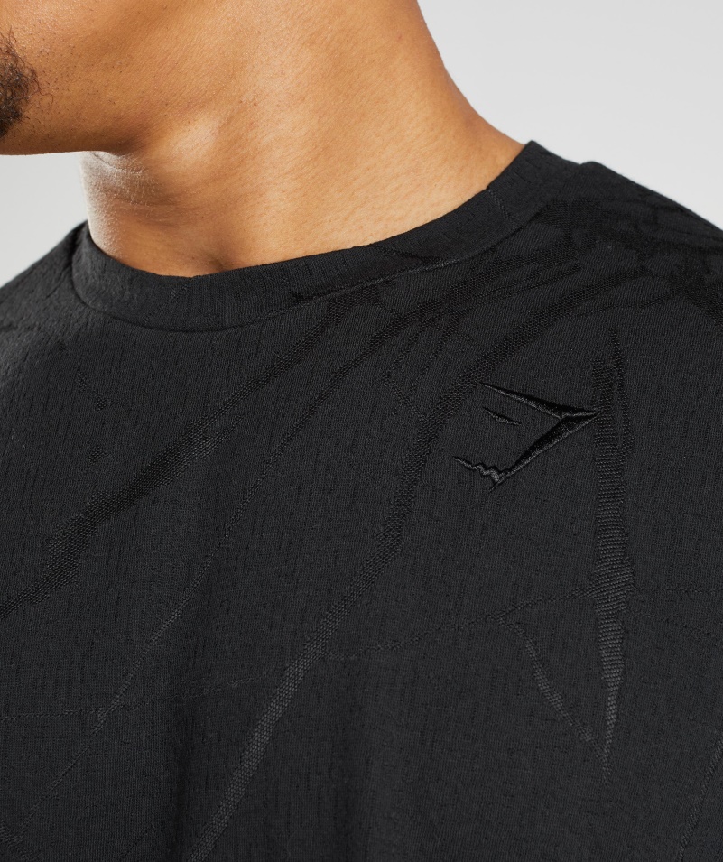 Gymshark Power S Krátkym Rukávom Crew Black Print