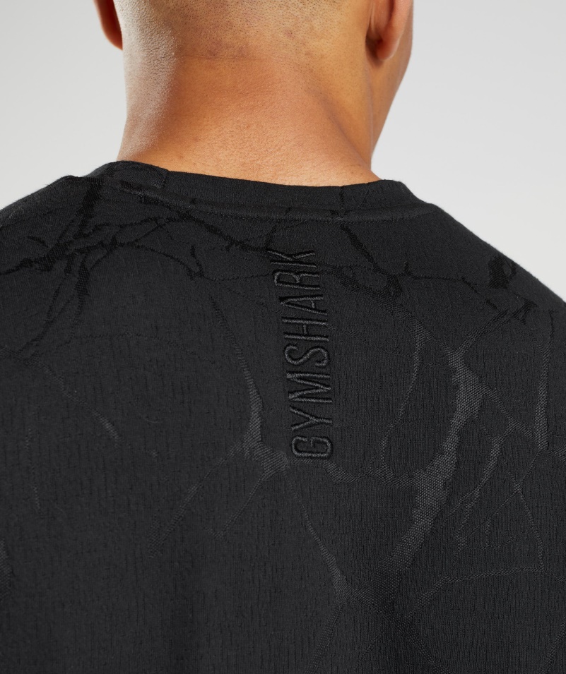 Gymshark Power S Krátkym Rukávom Crew Black Print