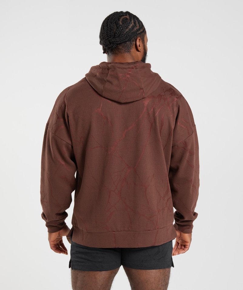Mikina S Kapucňou Gymshark Power Na Zips čerešňovo Hnedá