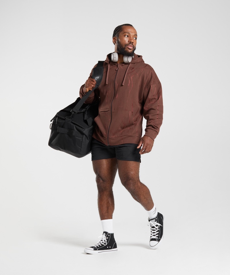 Mikina S Kapucňou Gymshark Power Na Zips čerešňovo Hnedá