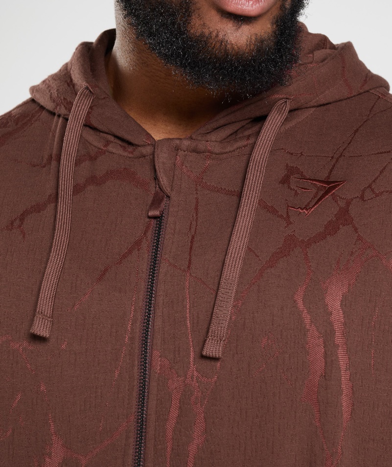 Mikina S Kapucňou Gymshark Power Na Zips čerešňovo Hnedá