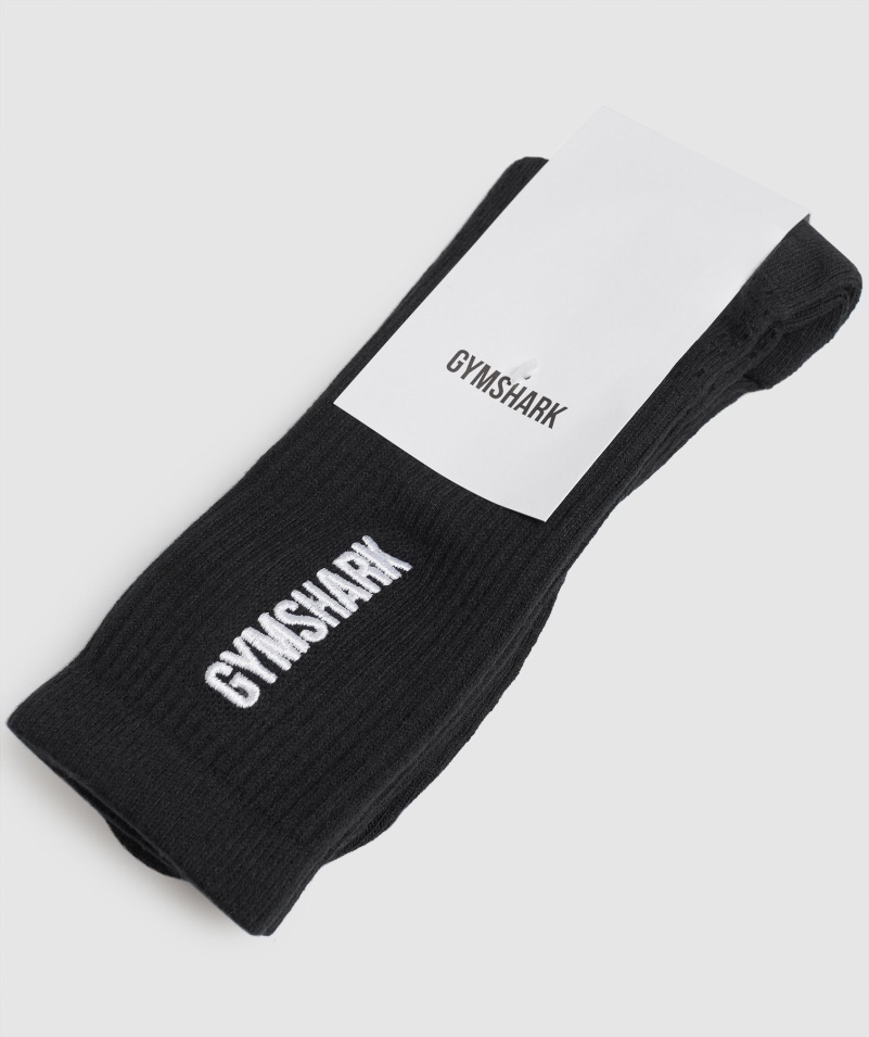 Gymshark Premium Vyšívaná Crew čierna Ponožka 1ks