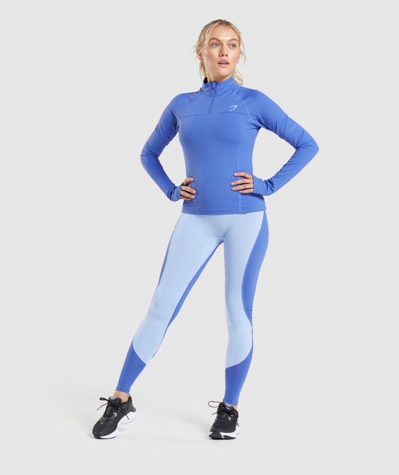 Gymshark Pulse 1/4 Zip Court Modrý
