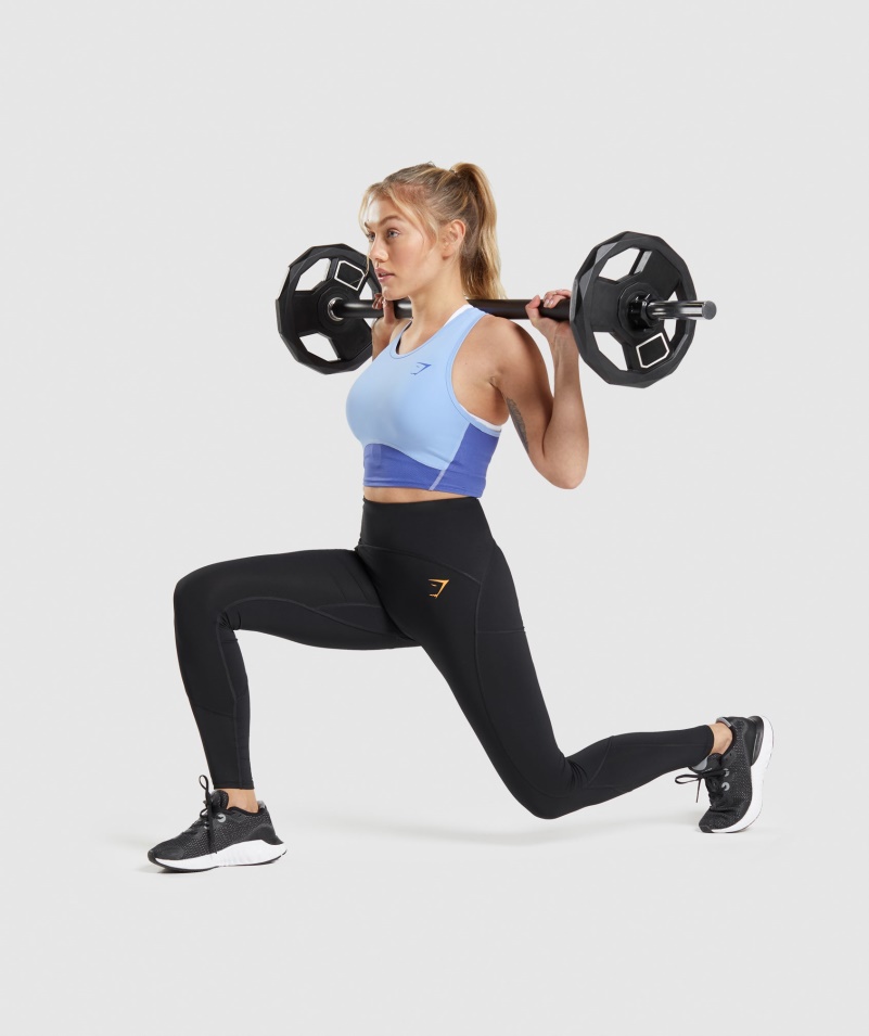 Gymshark Pulse Crop Tank Mesačný Kameň Modro-kurt Modrý