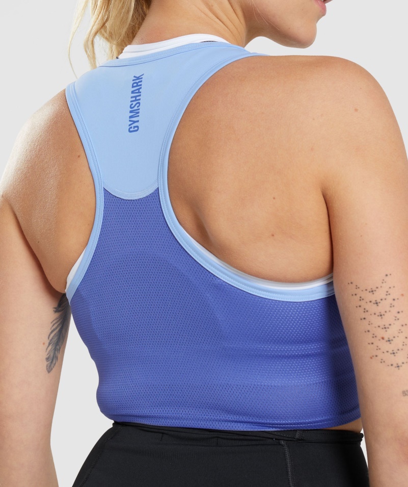 Gymshark Pulse Crop Tank Mesačný Kameň Modro-kurt Modrý