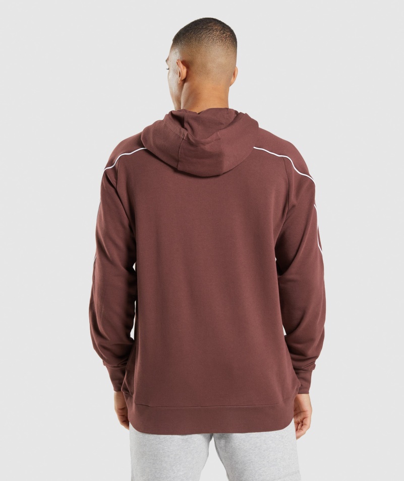 Gymshark Reccess Mikina S Kapucňou Cherry Hnedo-biela