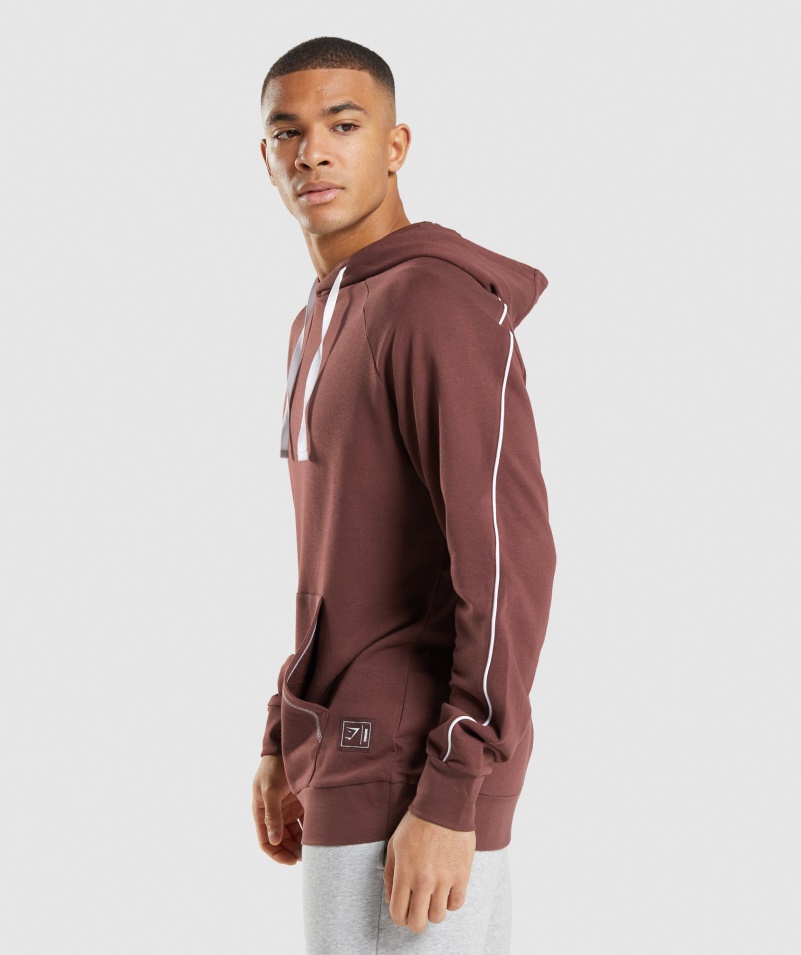 Gymshark Reccess Mikina S Kapucňou Cherry Hnedo-biela