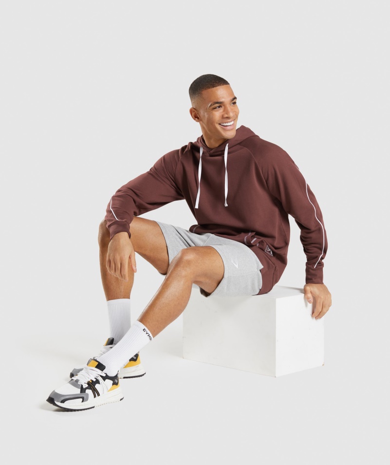 Gymshark Reccess Mikina S Kapucňou Cherry Hnedo-biela