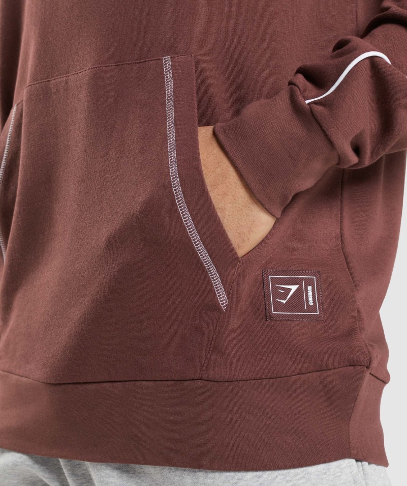 Gymshark Reccess Mikina S Kapucňou Cherry Hnedo-biela