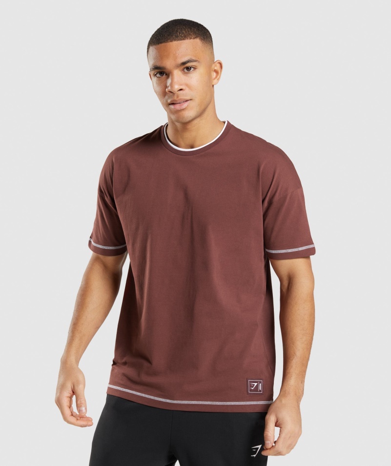 Gymshark Reccess Tričko Cherry Hnedo-biele