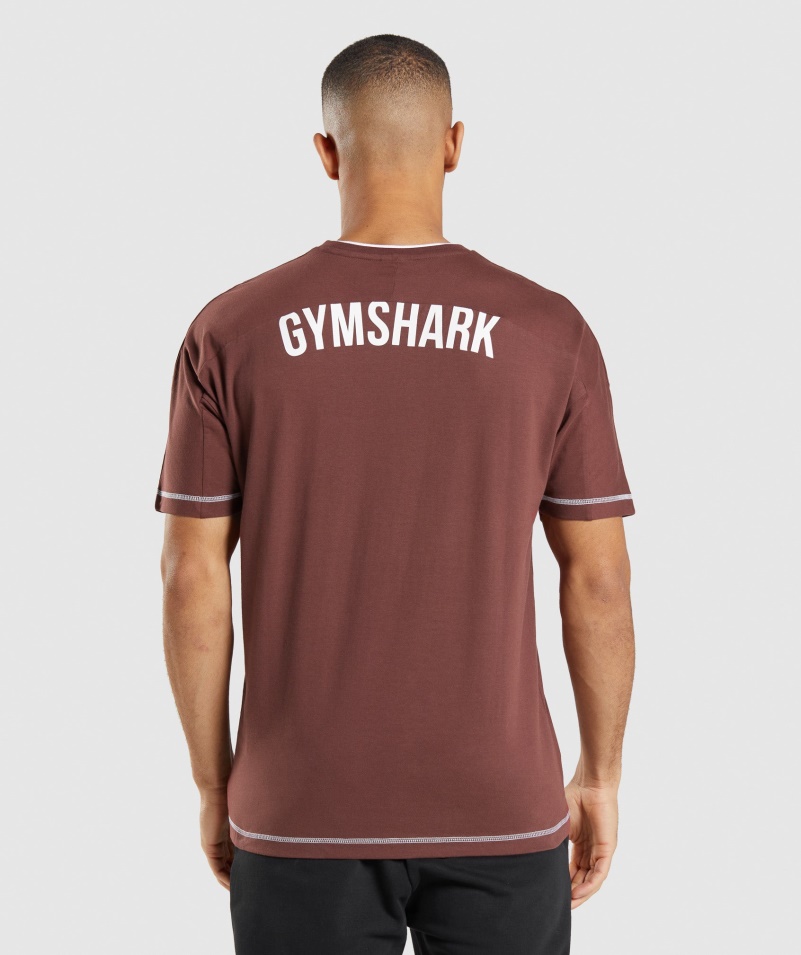 Gymshark Reccess Tričko Cherry Hnedo-biele