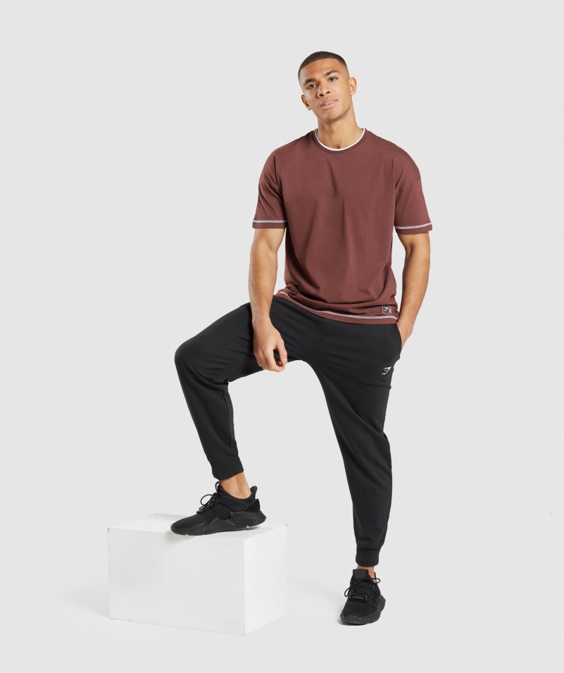 Gymshark Reccess Tričko Cherry Hnedo-biele