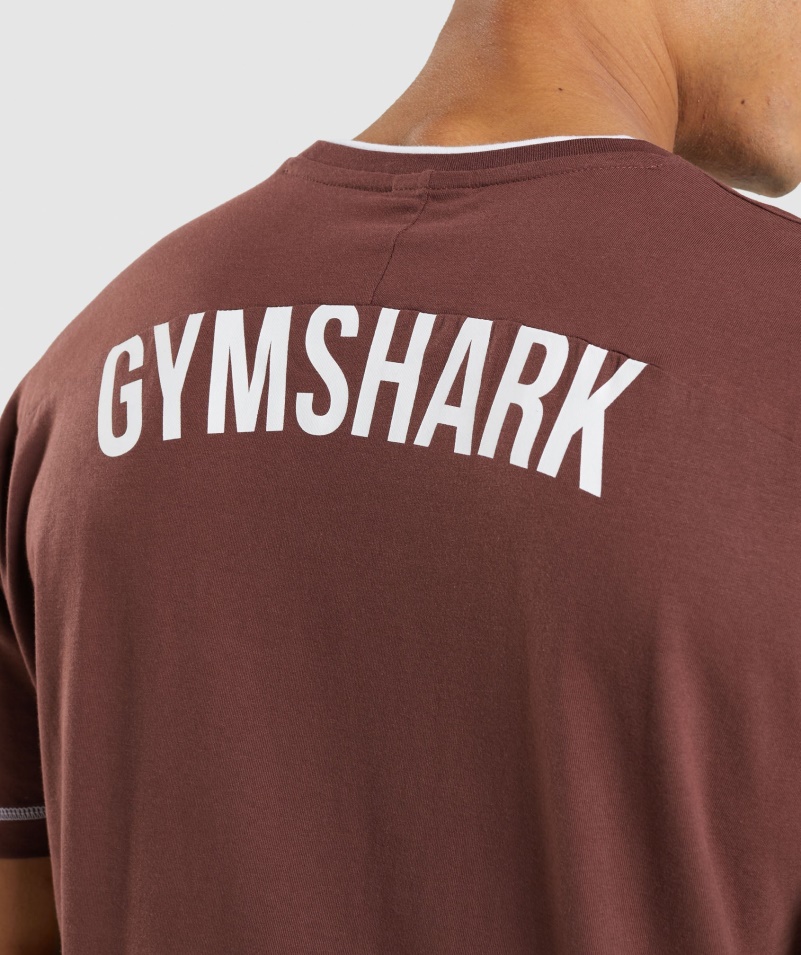 Gymshark Reccess Tričko Cherry Hnedo-biele