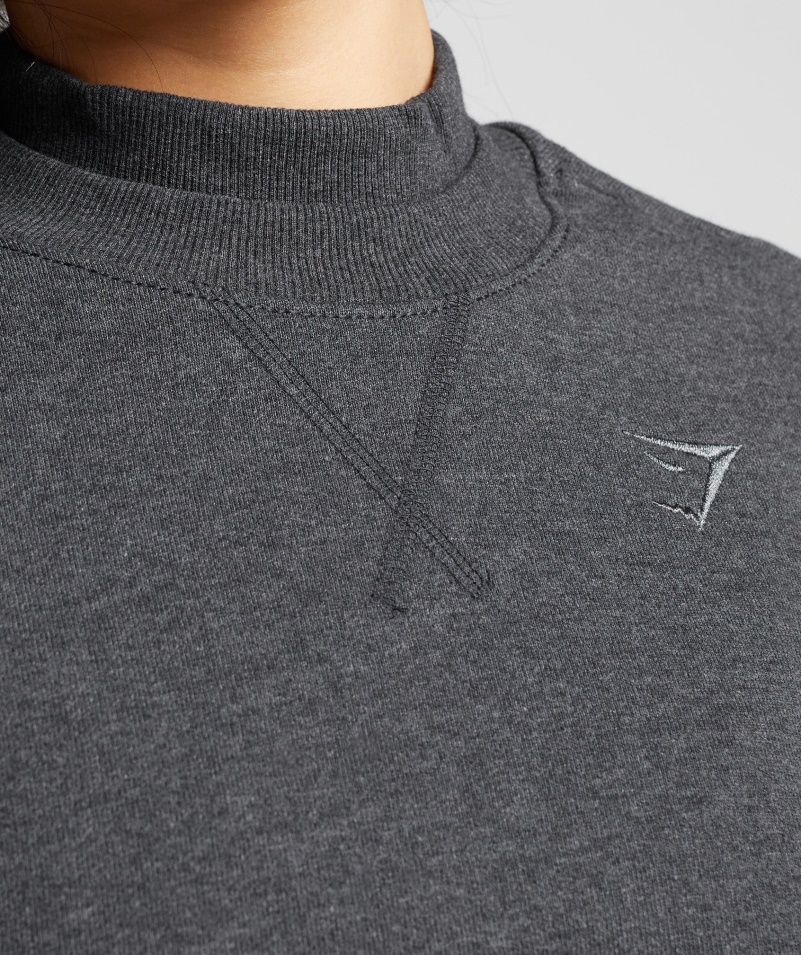 Gymshark Rest Day Pots Cropped Sveter Black Core Marl
