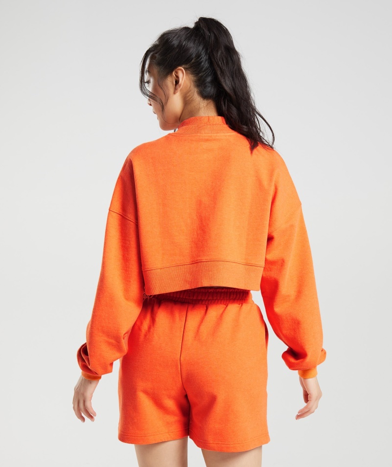 Gymshark Rest Day Potenie Skrátený Pulóver Blaze Orange Marl