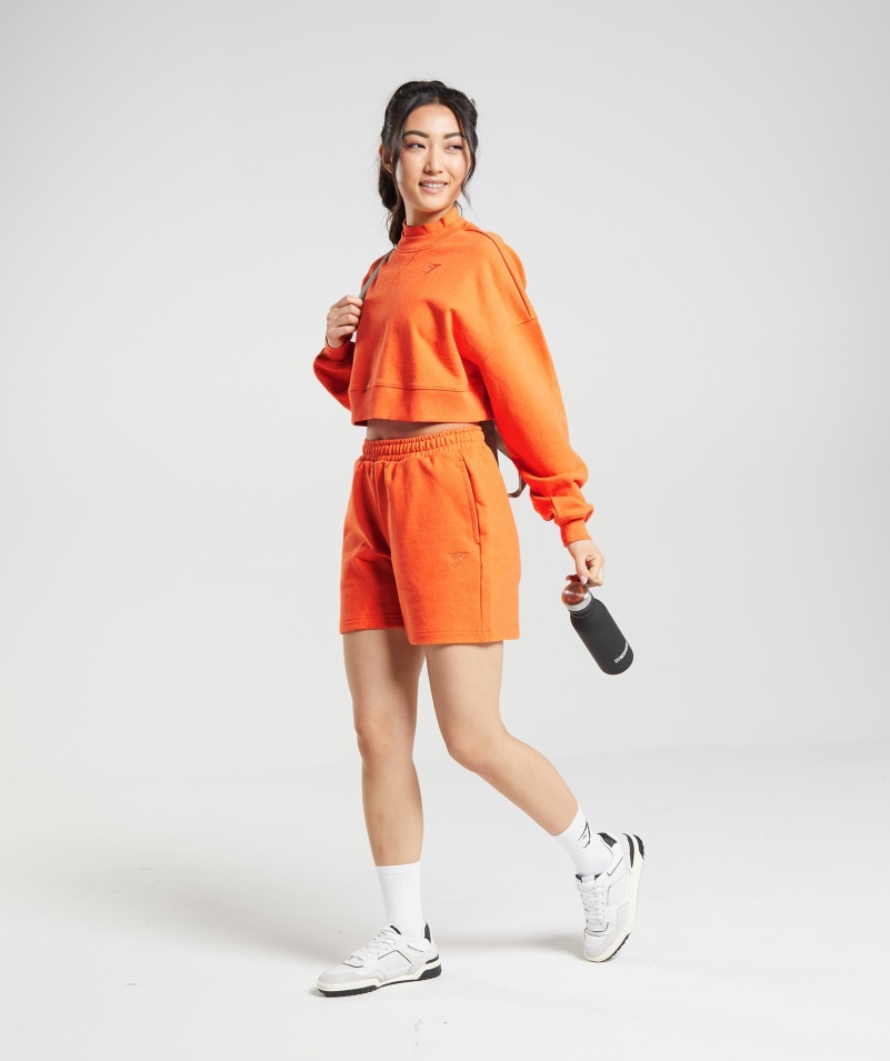 Gymshark Rest Day Potenie Skrátený Pulóver Blaze Orange Marl