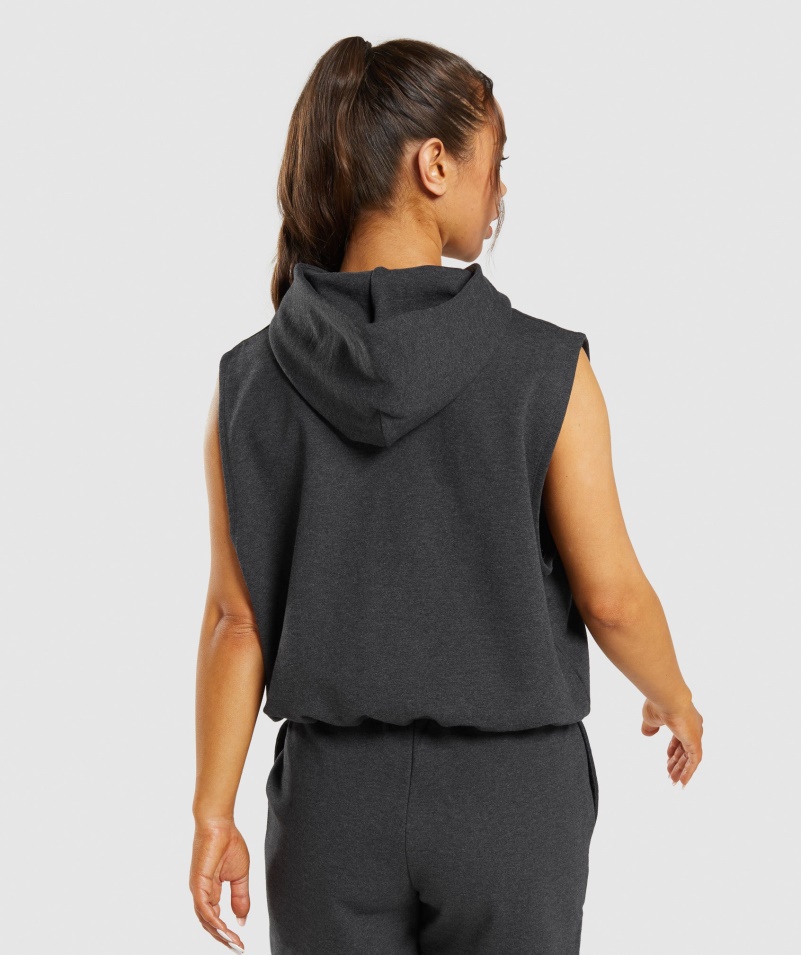 Gymshark Rest Day Mikina Bez Rukávov Black Core Marl