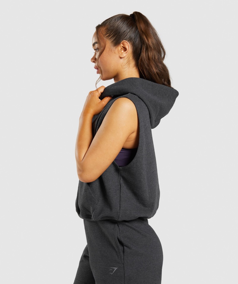 Gymshark Rest Day Mikina Bez Rukávov Black Core Marl