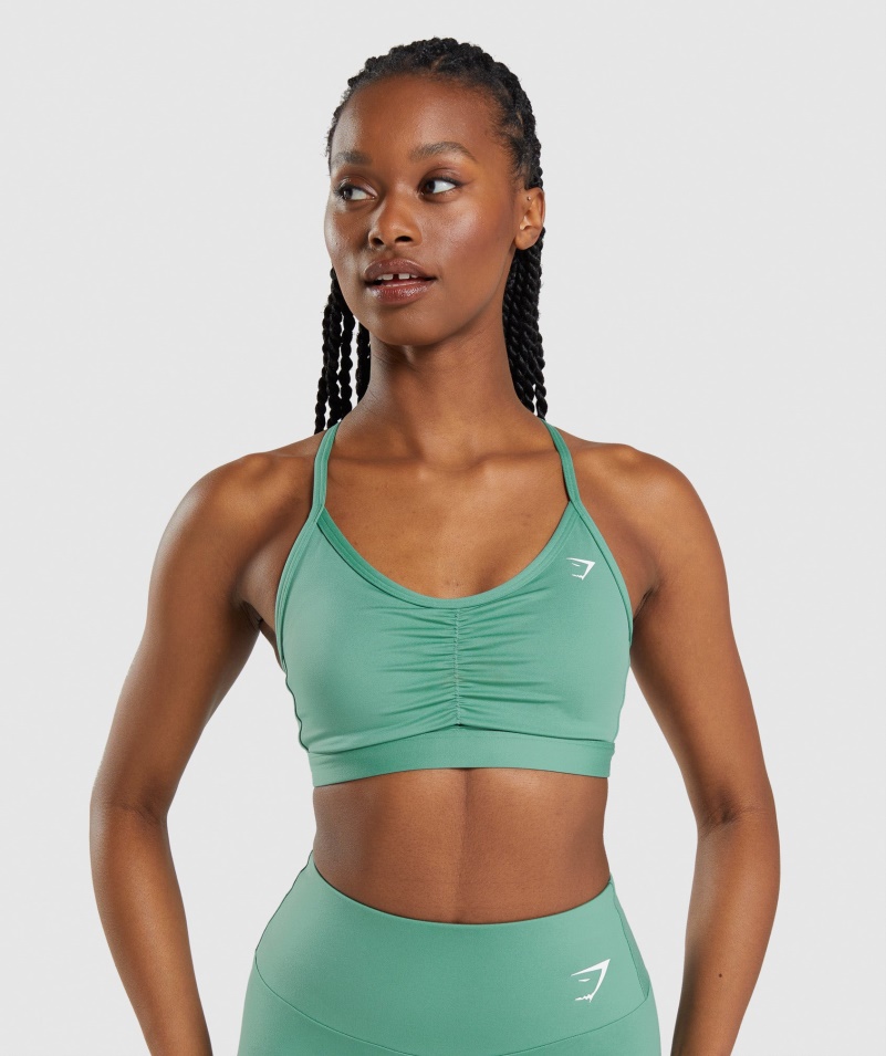 Gymshark Ruched športová Podprsenka Alpská Zelená