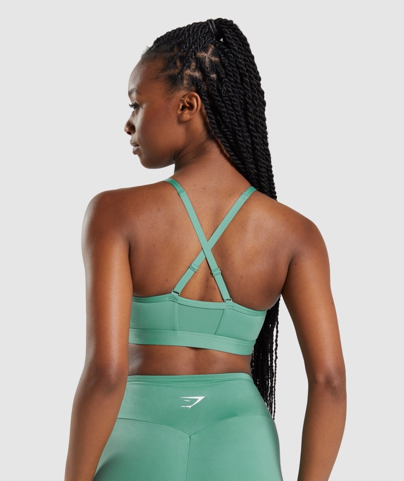 Gymshark Ruched športová Podprsenka Alpská Zelená