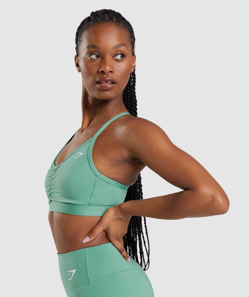 Gymshark Ruched športová Podprsenka Alpská Zelená