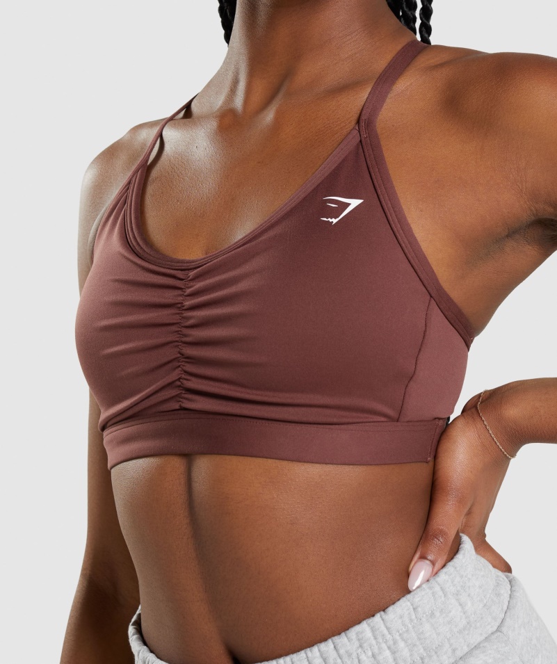 Gymshark Ruched športová Podprsenka čerešňovo Hnedá