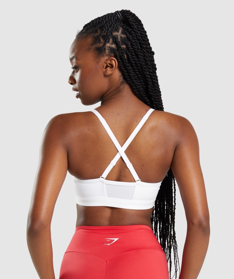 Gymshark Ruched športová Podprsenka Biela