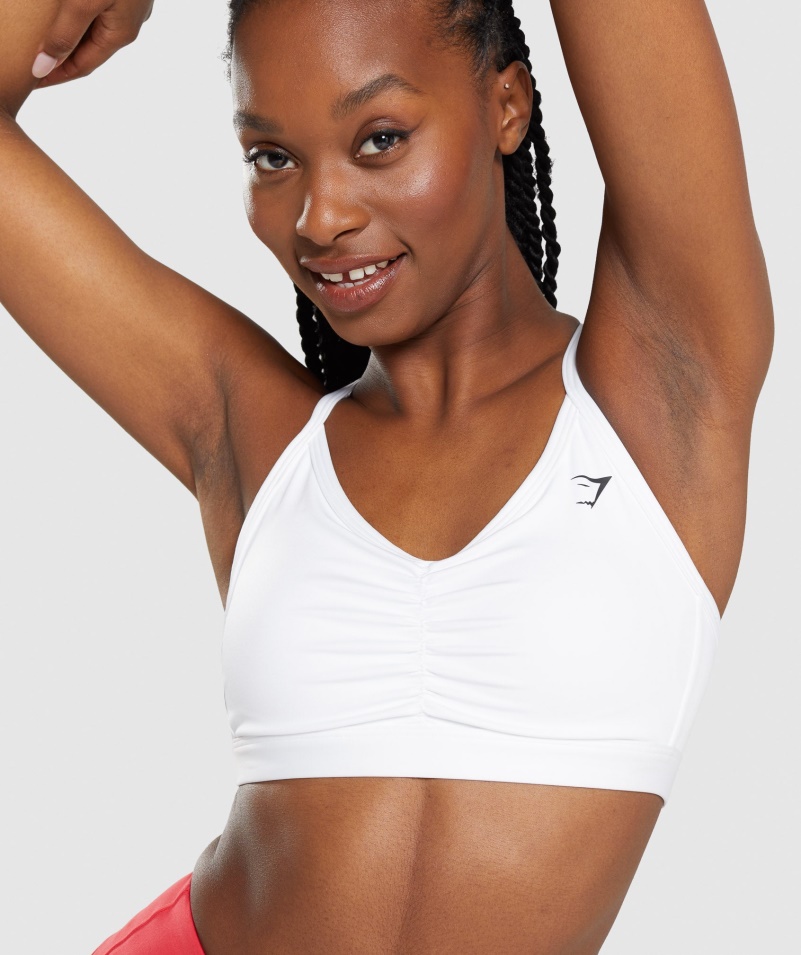Gymshark Ruched športová Podprsenka Biela