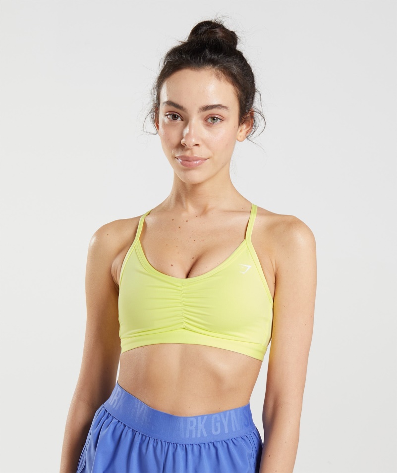 Gymshark Ruched Tréningová športová Podprsenka Svetluška Zelená