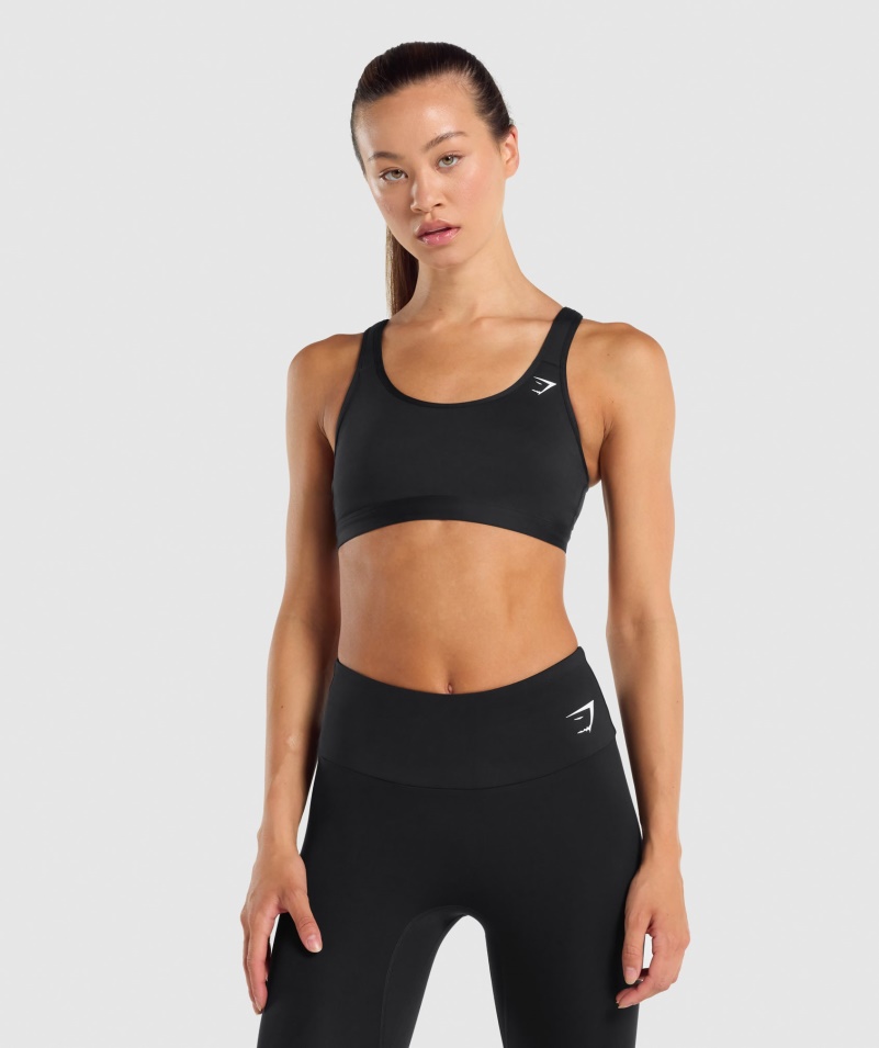 športová Podprsenka Gymshark S Lopatkou Okolo Krku čierna