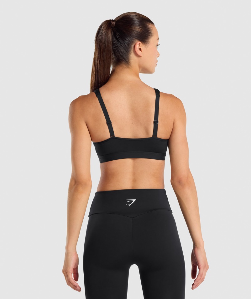 športová Podprsenka Gymshark S Lopatkou Okolo Krku čierna