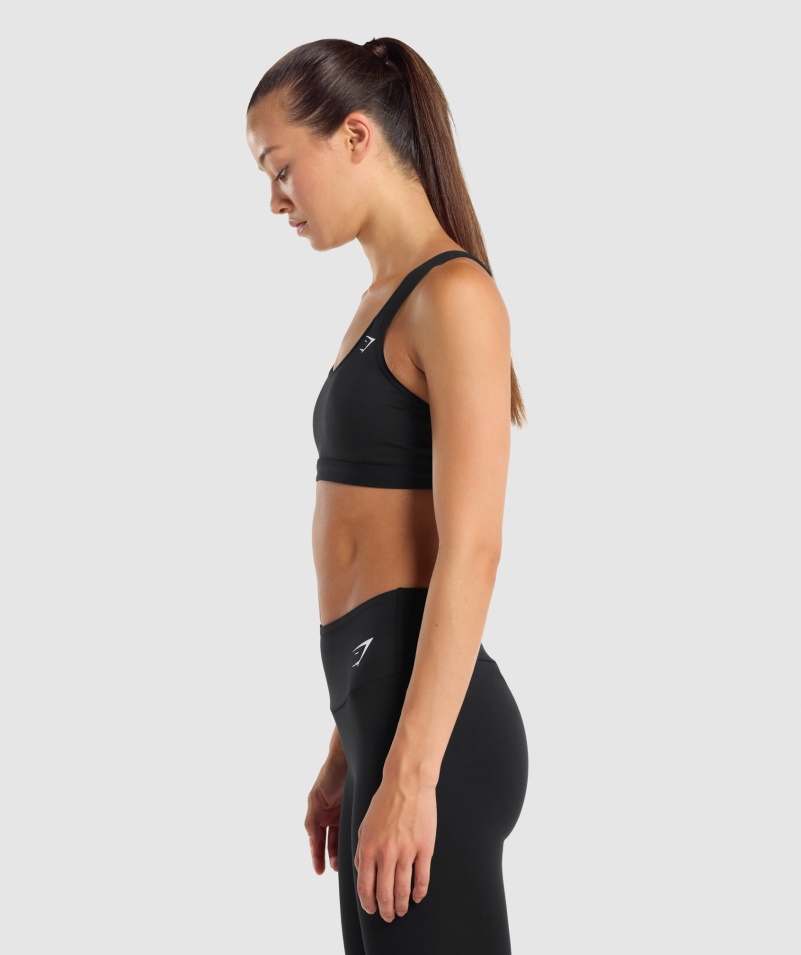 športová Podprsenka Gymshark S Lopatkou Okolo Krku čierna