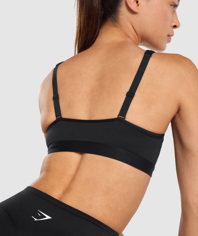 športová Podprsenka Gymshark S Lopatkou Okolo Krku čierna
