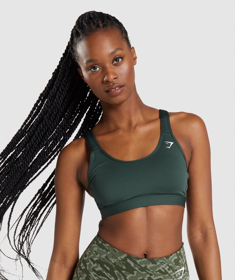 Gymshark Scoop Neck športová Podprsenka Obsidián Zelená