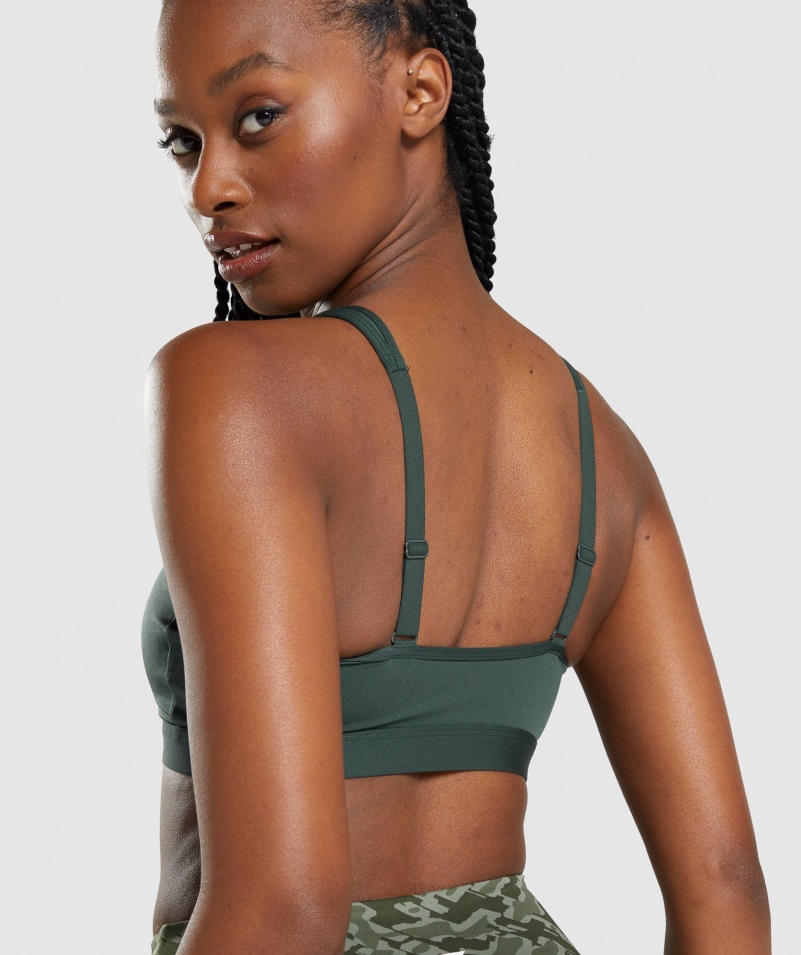 Gymshark Scoop Neck športová Podprsenka Obsidián Zelená